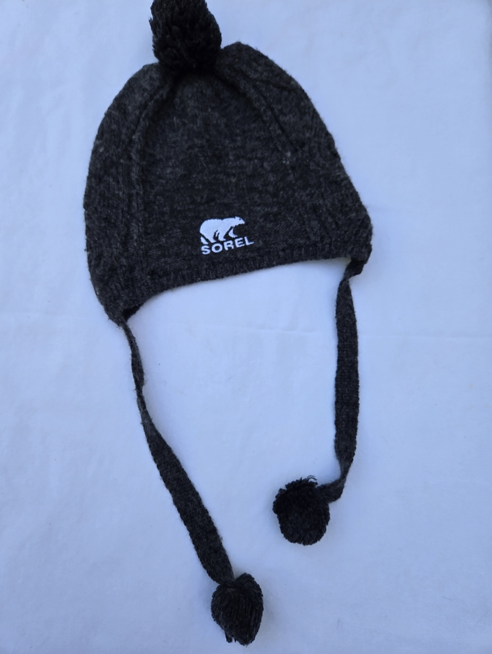 Sorel Womens Charcoal Earflap Pom Hat